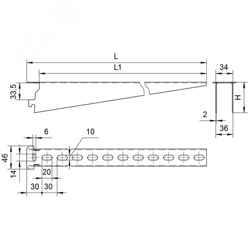 Полка кабельная К1163 УТ2,5 (L450 мм s 2,0 мм) оцинкованное
