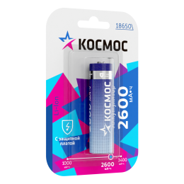 Аккумулятор 18650 Li-ion 2600 мАч с защитой 3.7В блистер 1 шт