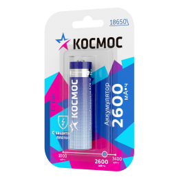 Аккумулятор 18650 Li-ion 2600 мАч с защитой 3.7В блистер 1 шт