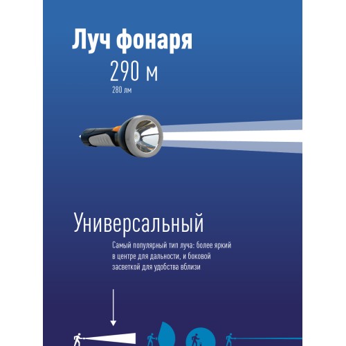 Фонарь ручной аккумуляторный, аккумулятор 4V 0,9 Ah, 280 Лм, 8 часов