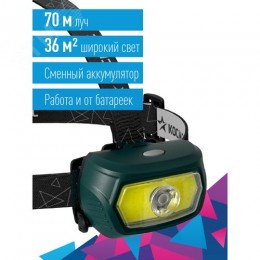 Фонарь налобный аккумуляторный 3Вт+5 Вт COB коллиматорная линза съемн Li-ion 18650 1200mAh Usb typeC