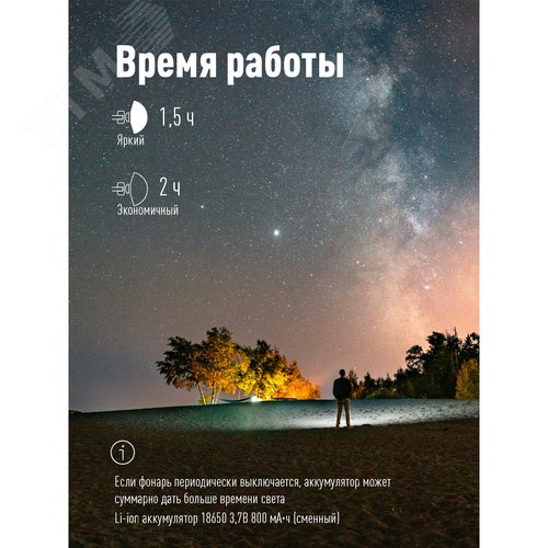 Фонарь налобный аккумуляторныйуляторный 3Вт COB LED съемный Li-ion 18650 800mAh ABS-пластик USB-шнур typeC