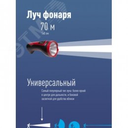 Фонарь ручной аккумуляторный, 1W, аккумулятор 4V 0,5Ah, 140Лм, 6 часов