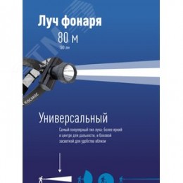 Фонарь налобный аккумуляторный, 3W, аккумулятор 3,7V 1Ah, 180Лм, 6 часов