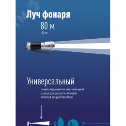 Фонарь ручной 1Вт LED, 3xAAА, корпус алюминий, ремешок ручной