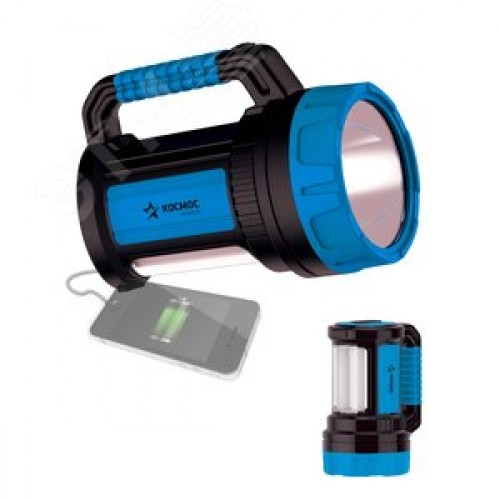 Фонарь-прожектор аккумуляторный, 7W LED + 20 SMD x 0,5 WLED, аккум. 4V 4Ah, 420Лм - 6 часов, 380Лм - 10 часа