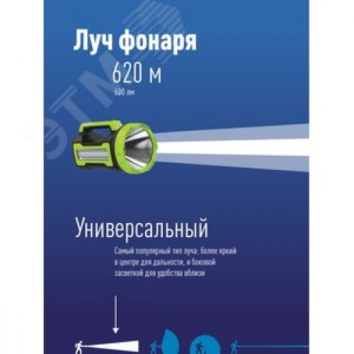 Фонарь-прожектор светодиодный аккумуляторный , LED 10вт+4вт, з/у 220/12в, usb выход