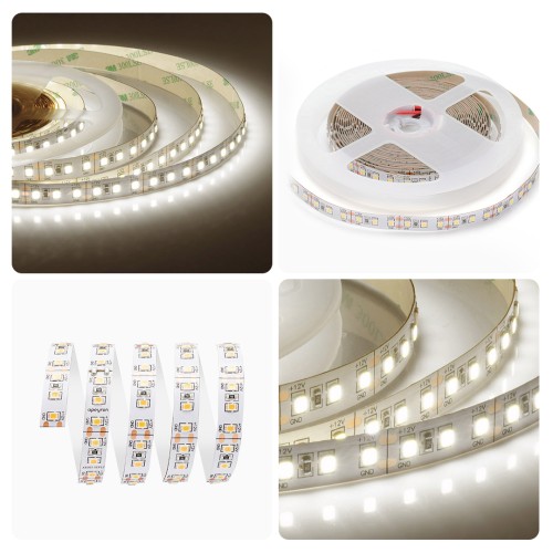 Лента светодиодная 12В 12 Вт/м IP20 3000К smd2835 120LED/м 1300 Лм/м 5м