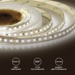 Лента светодиодная 24В 10 Вт/м IP20 3000К smd3528 120LED/м 900 Лм/м 5м