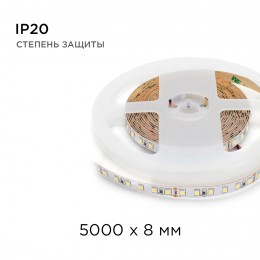 Лента светодиодная 24В 10 Вт/м IP20 3000К smd3528 120LED/м 900 Лм/м 5м