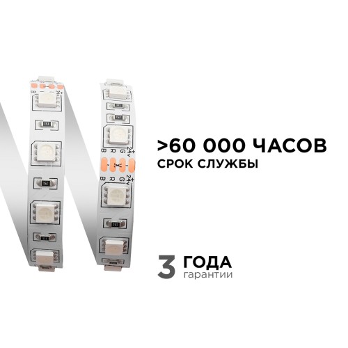 Лента светодиодная 24В 14,4 Вт/м IP20 RGB smd5050 60LED/м 5м