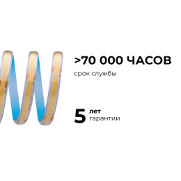 Лента светодиодная 24В 15 Вт/м IP65 в пвх 4000К COB CRI90+ 560 LED/м 1200 лм/м 5м
