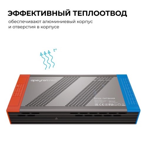 Блок питания (драйвер)для светодиодной ленты 24В, 1000 Вт, 170-265В, 41.7А, IP20, алюминий, 241х118х39 мм, PRO, серый