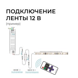 Мини-диммер для монохромной ленты, 12/24В, 72/144 Вт, RF, пульт кнопочный (без батареек), 40х12х5 мм