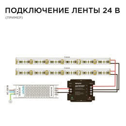 Диммер для монохромной светодиодной ленты, 12/24В, 288/576 Вт, пульт сенсорный (без батареек), 83х79х33 мм