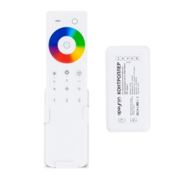 Комплект: контроллер и 3-х зонный сенсорный пульт RGB-RGBW, 12/24В, 192/384 Вт, 4 канала по 4А, IP20, пульт сенсорный (без батареек), радио, 11 кнопок и кольцо