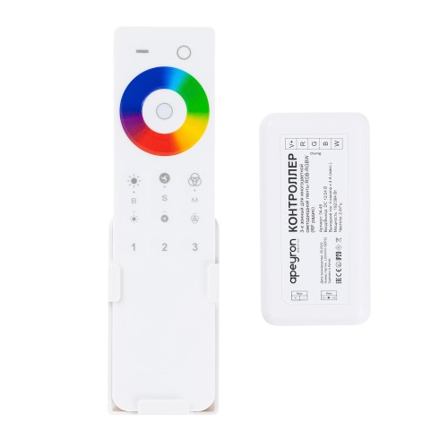 Комплект: контроллер и 3-х зонный сенсорный пульт RGB-RGBW, 12/24В, 192/384 Вт, 4 канала по 4А, IP20, пульт сенсорный (без батареек), радио, 11 кнопок и кольцо