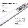Сенсорный выключатель для алюминиевого профиля высотой 6 мм, 12/24В, 36/72 Вт, IP20, с функцией диммирования, 40x10x8 мм