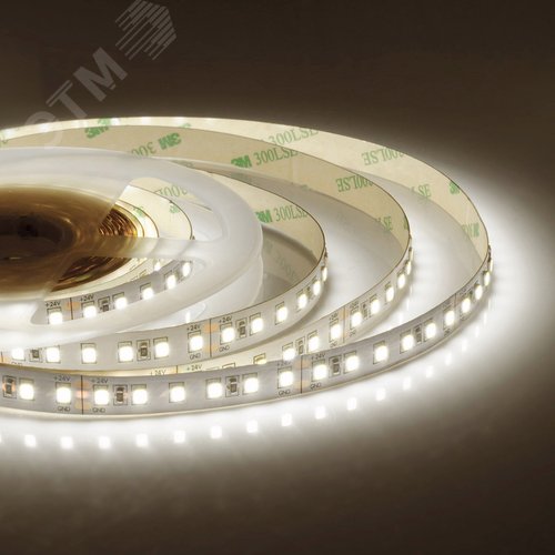 Лента светодиодная 24В 10 Вт/м IP20 3000К smd3528 120LED/м 900 Лм/м 5м