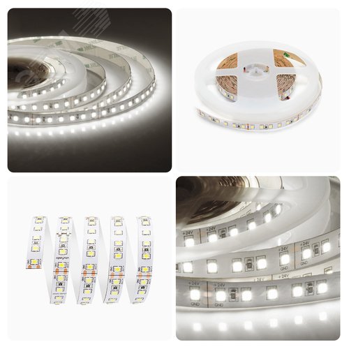 Лента светодиодная 24В 10 Вт/м IP20 4000К smd3528 120LED/м 900 Лм/м 5м