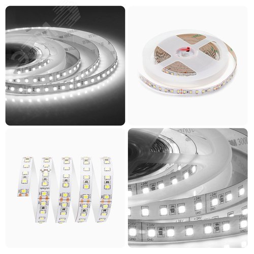 Лента светодиодная 24В 16 Вт/м IP20 4000К smd2835 120LED/м 1500 Лм/м 5м