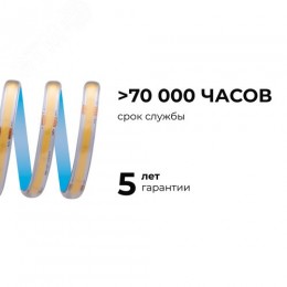 Лента светодиодная 24В 15 Вт/м IP65 в пвх 4000К COB CRI90+ 560 LED/м 1200 лм/м 5м