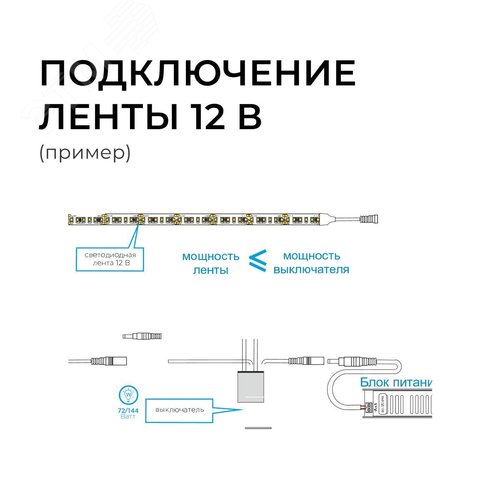 Выключатель сенсорный с диммером, 12В/24В, 36/72 Вт, 3А, входной кабель 100 мм, выходной 200 мм, 30.8х8.7х38 мм