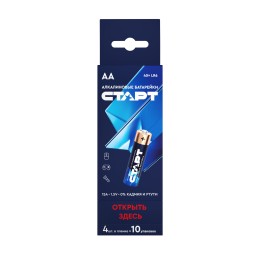 Батарейка алкалиновая СТАРТ АА 4 штуки в спайке Диспенсер 10 спаек