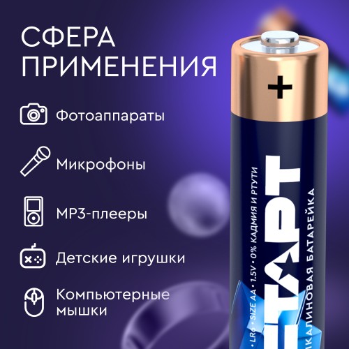 Батарейка алкалиновая СТАРТ АА 4 штуки на блистере