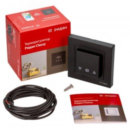 Терморегулятор Ридан Classy c Wi-Fi, с комбинацией датчиков, черный матовый, 16А
