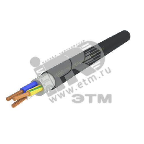 Кабель силовой ППГнг(А)-HF 3х2.5ок(N.PE)-0.66 однопроволочный черный (бухта)