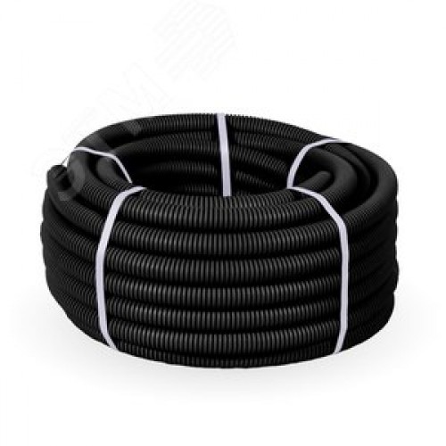 Труба гофрированная ПНД легкая безгалогенная (HF) стойкая к ультрафиолету с зондом д25 (50м/2600м уп/пал)