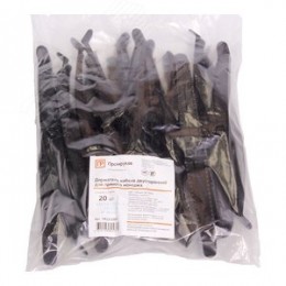 Держатель кабеля двусторонний для прямого монтажа черный (20шт/120шт уп/кор)