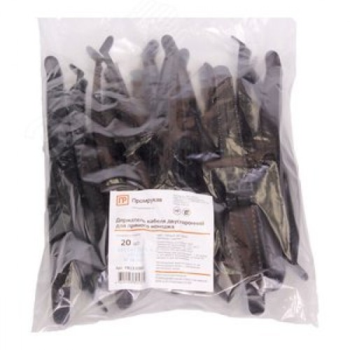 Держатель кабеля двусторонний для прямого монтажа черный (20шт/120шт уп/кор)