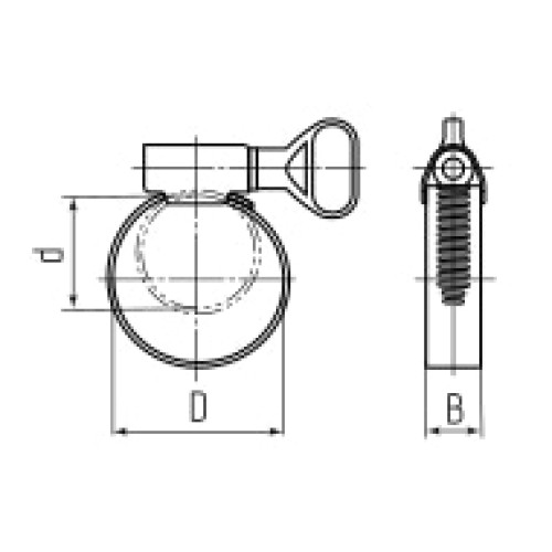 Хомут червячный PLB-9 (22-35)/W2 «бабочка