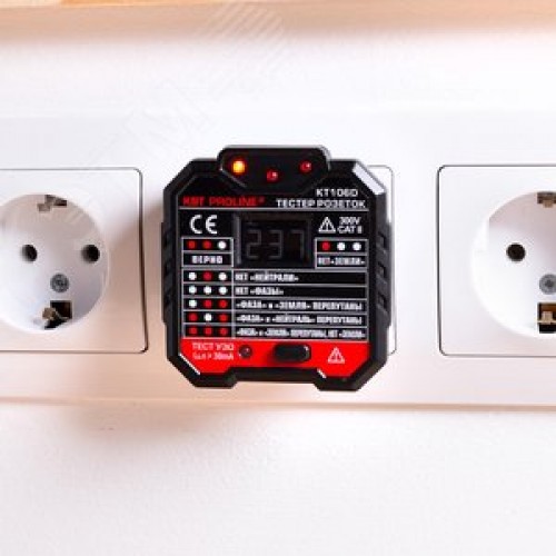 Тестер розеток и УЗО KT 106D серия PROLINE
