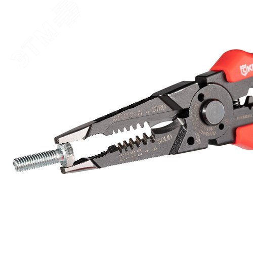 Мультитул-длинногубцы 205 мм серия ПРОФИ с функцией опрессовки, снятия изоляции и резки