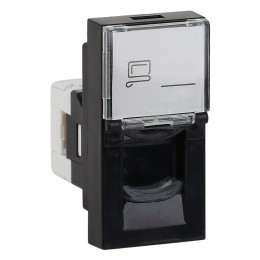 Розетка модульная компьютерная RJ-45 45х22,5мм черная