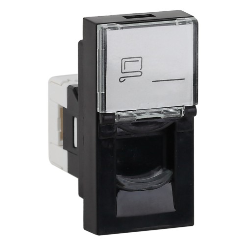 Розетка модульная компьютерная RJ-45 45х22,5мм черная