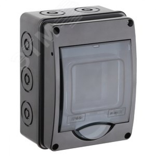 Щиток распределительный навесной на 3 модуля с дверцей черный IP66 (ЩРн-П-3)