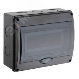 Щиток распределительный навесной на 10 модулей с дверцей черный IP66 (ЩРн-П-10)