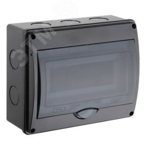 Щиток распределительный навесной на 10 модулей с дверцей черный IP66 (ЩРн-П-10)