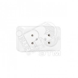 Олимп Розетка двойная без заземления белая наружная