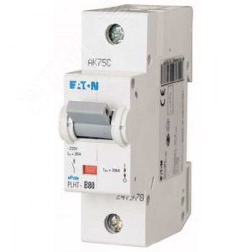 Выключатель автоматический 80А кривая отключения С 1 полюс отключающая способность 20кА PLHT-C80