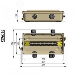 Коробка с зажимами наборными КЗНС-16 УХЛ1,5 IP65  латунный ввод ГОФРОМАТИК