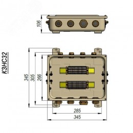 Коробка с зажимами наборными КЗНС-32 УХЛ1,5  IP65  латунный ввод ГОФРОМАТИК