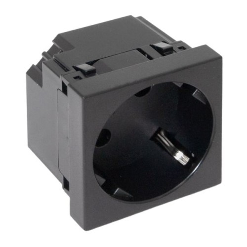 Розетка 45х45 с заземлением 45 градусов быстрозажимные клеммы черная матовая