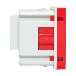 Розетка 45х45 (2 модуля), с заземлением, красная, прямая