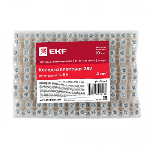 Колодка клеммная полиэтилен 1-4(6) мм2 6А 12 секций EKF