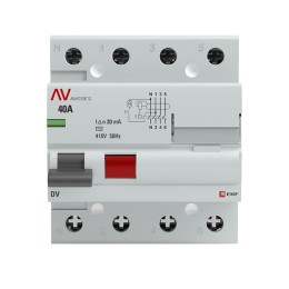 Устройство защитного отключения DV 4P 40А/ 30мА (AC) AVERES